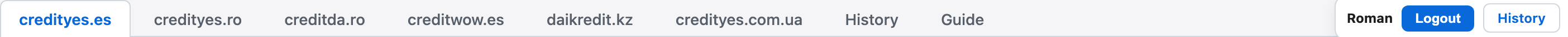 Top tab bar