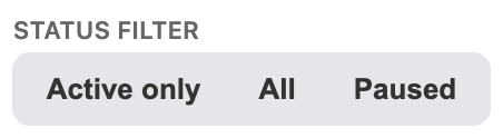 Status filter — Active / All / Paused